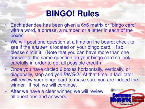 list of bingo rules.